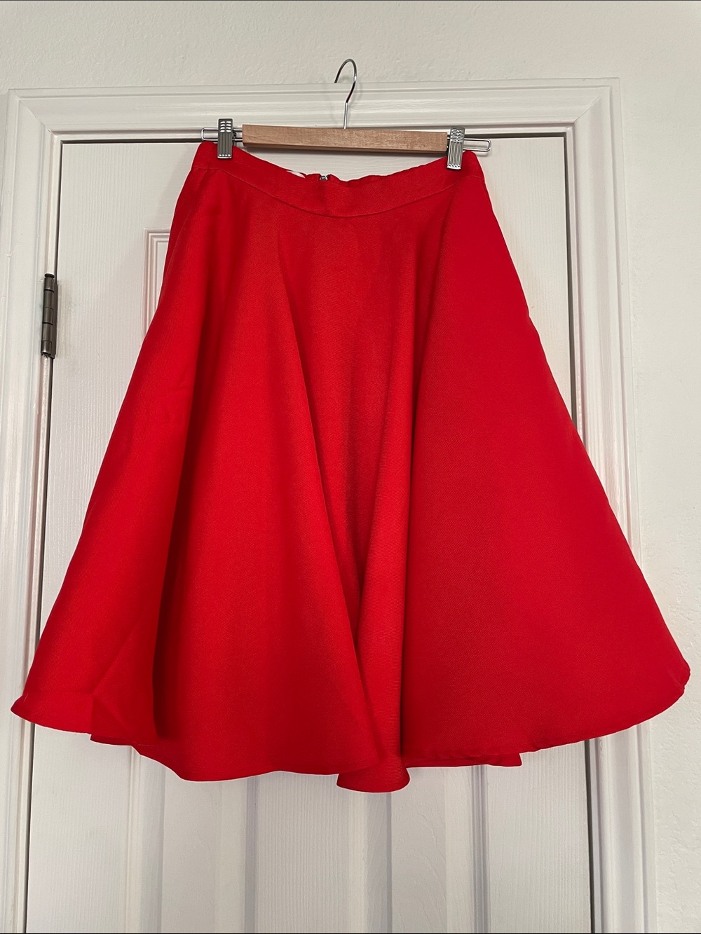 Maggie Tang! Red A-Line Circle Skirt - Women's Flared Midi Skirt